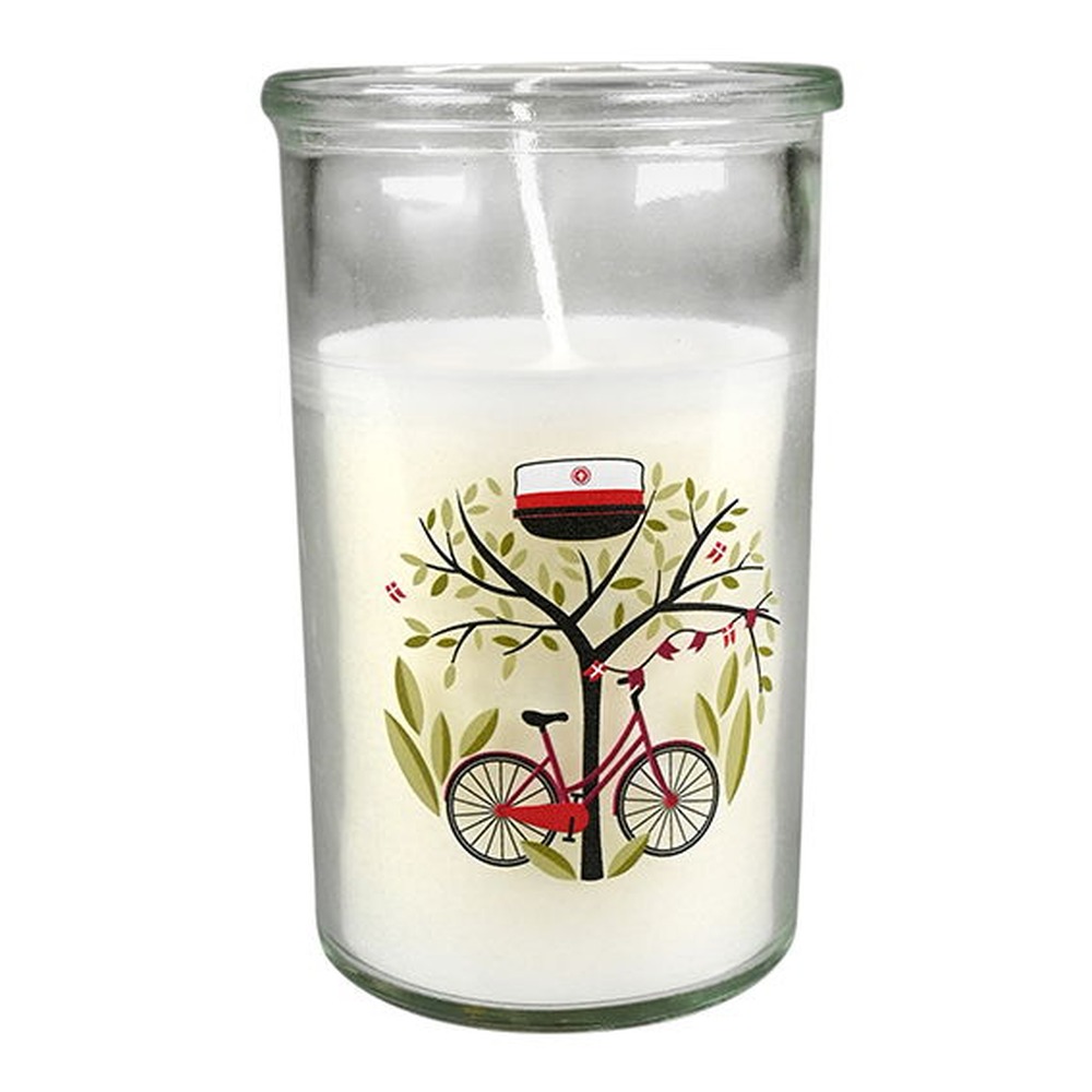 Student Lys I Glas Hvid - 1 stk (10 x Ø 6 cm) | Studerende Lys / lysestager - Temashop