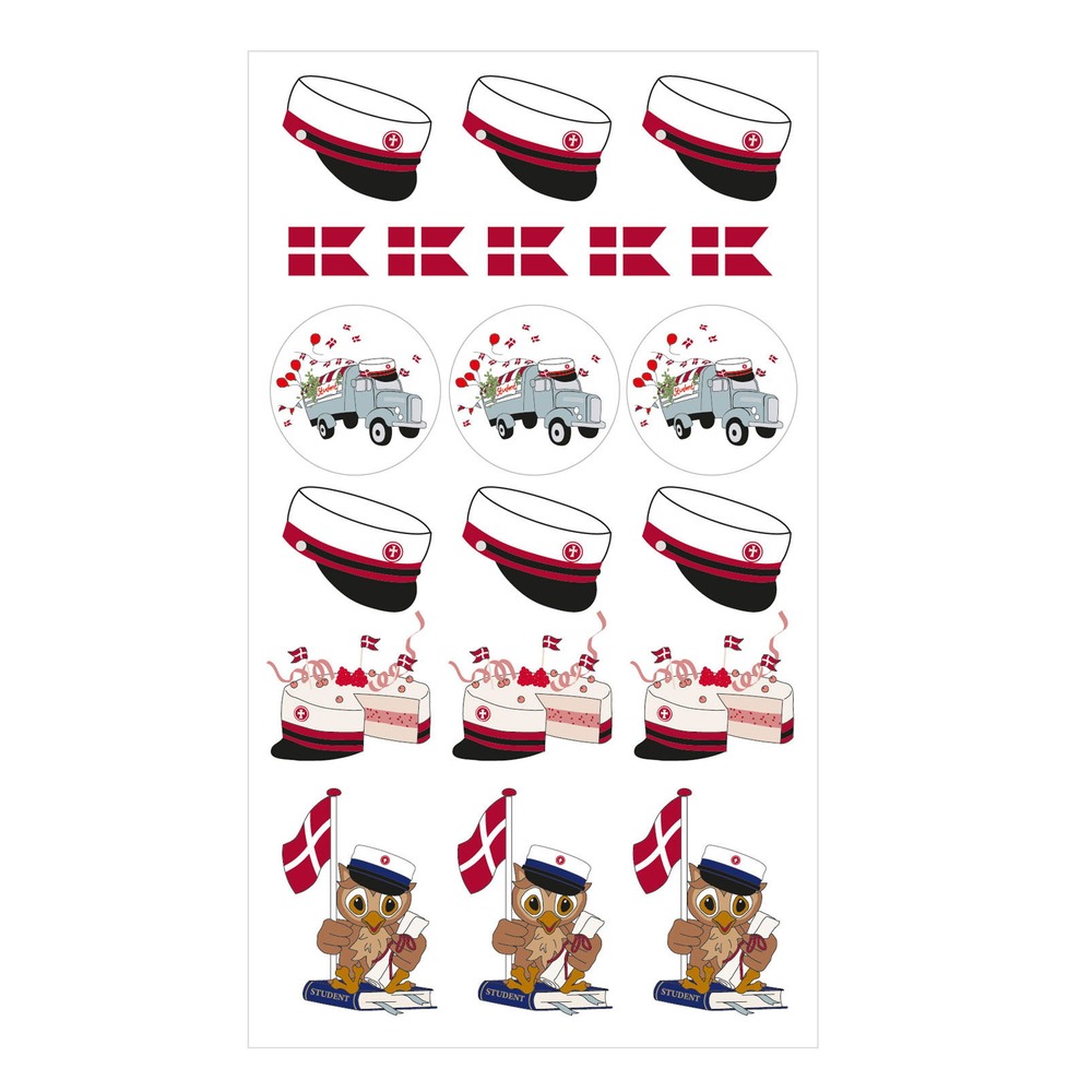 Student Klistermærker Rød - 20 stk (25 x 13,3 cm) | Studerende Klistermærke - Temashop