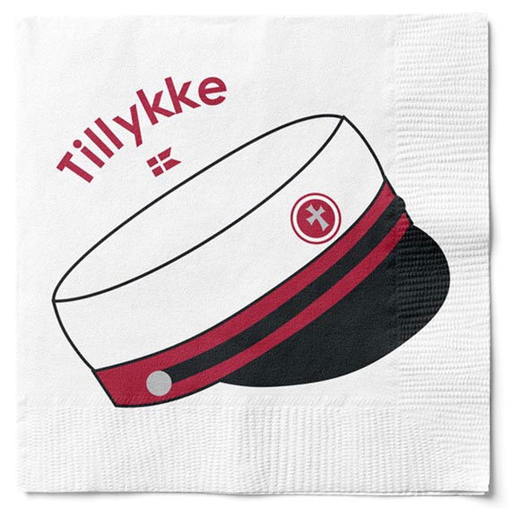 Tillykke Student Servietter Rød - 20 stk (33 x 33 cm) | Studerende Servietter - Temashop