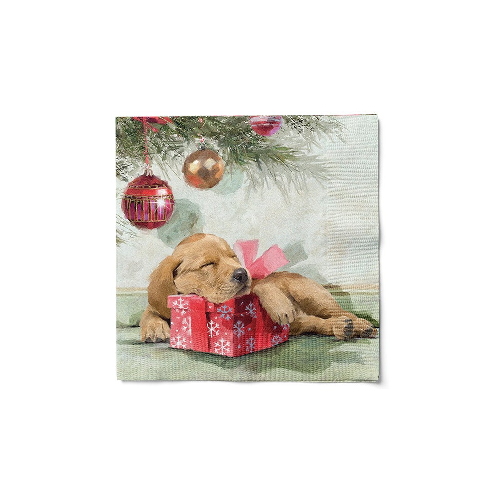 Sovende Hvalp Servietter - 20 stk (33 x 33 cm) | Hund Servietter - Temashop