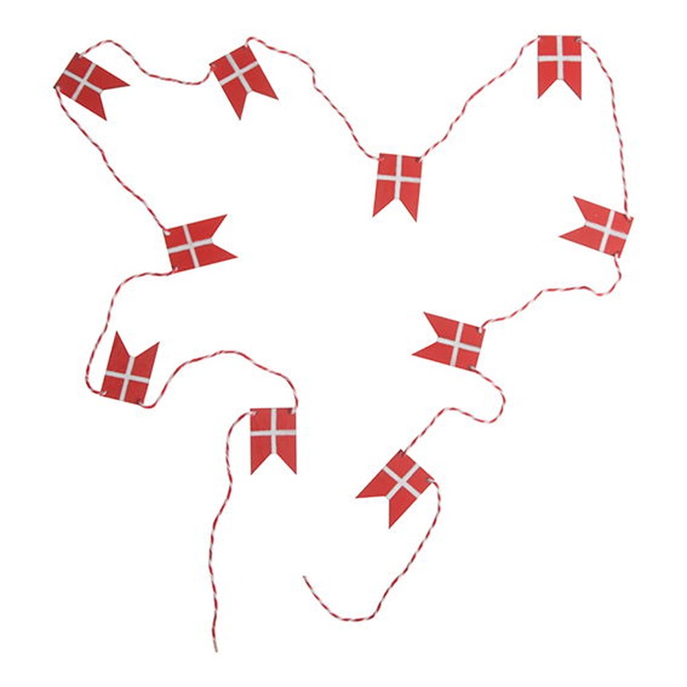 Dannebrog Flagguirlande Træ Rød