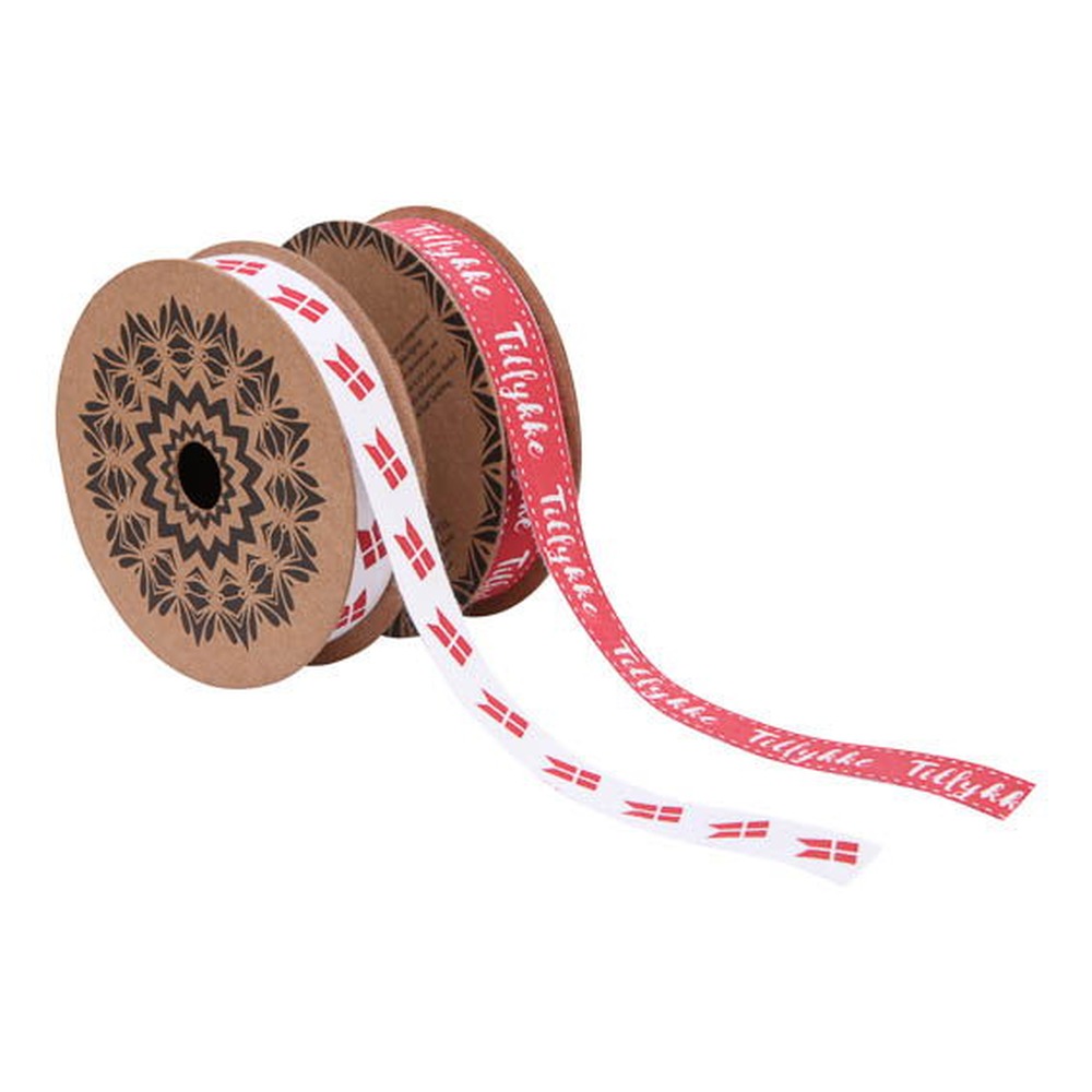 Dannebrog Tillykke Gavebånd Rød