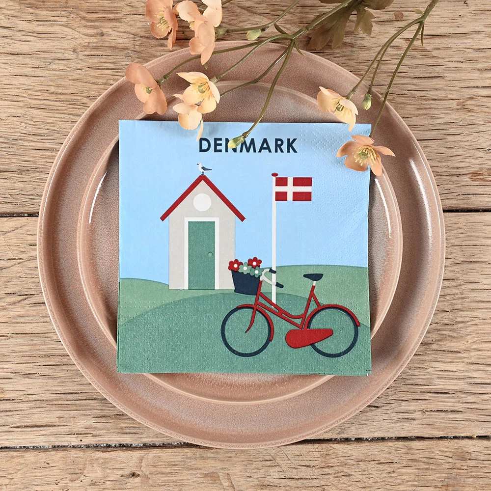 Danmark Servietter Lyseblå - 20 stk (33 x 33 cm) | Danmark Servietter - Temashop