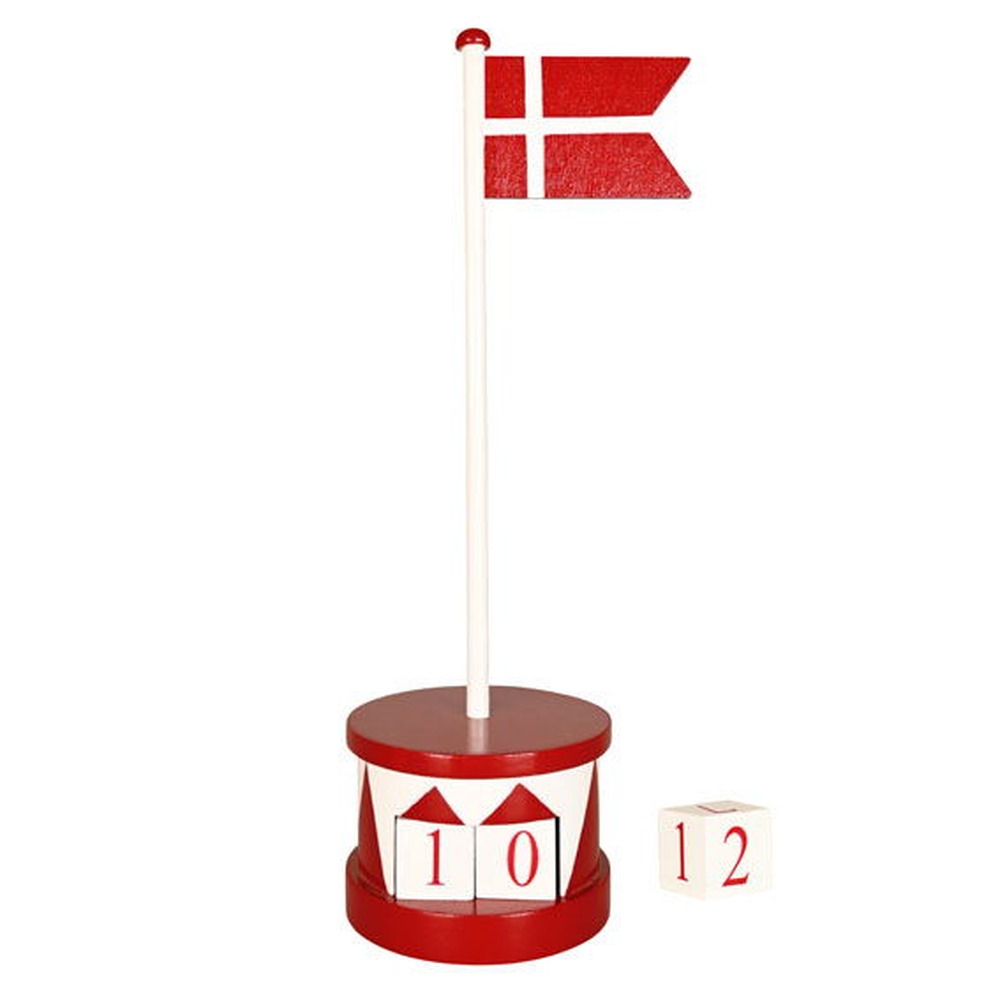 Dannebrog Flag Med Terninger Træ Rød