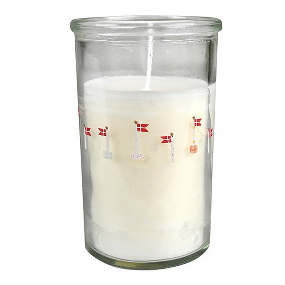 Dannebrog Lys I Glas Hvid