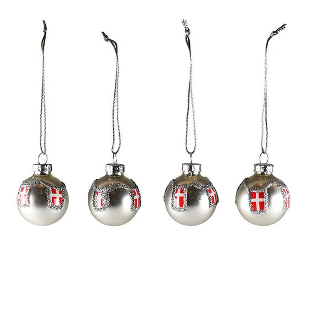 Julekugler Med Dannebrog Hvid