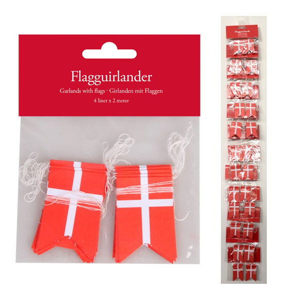 Dannebrog Flagguirlande Rød