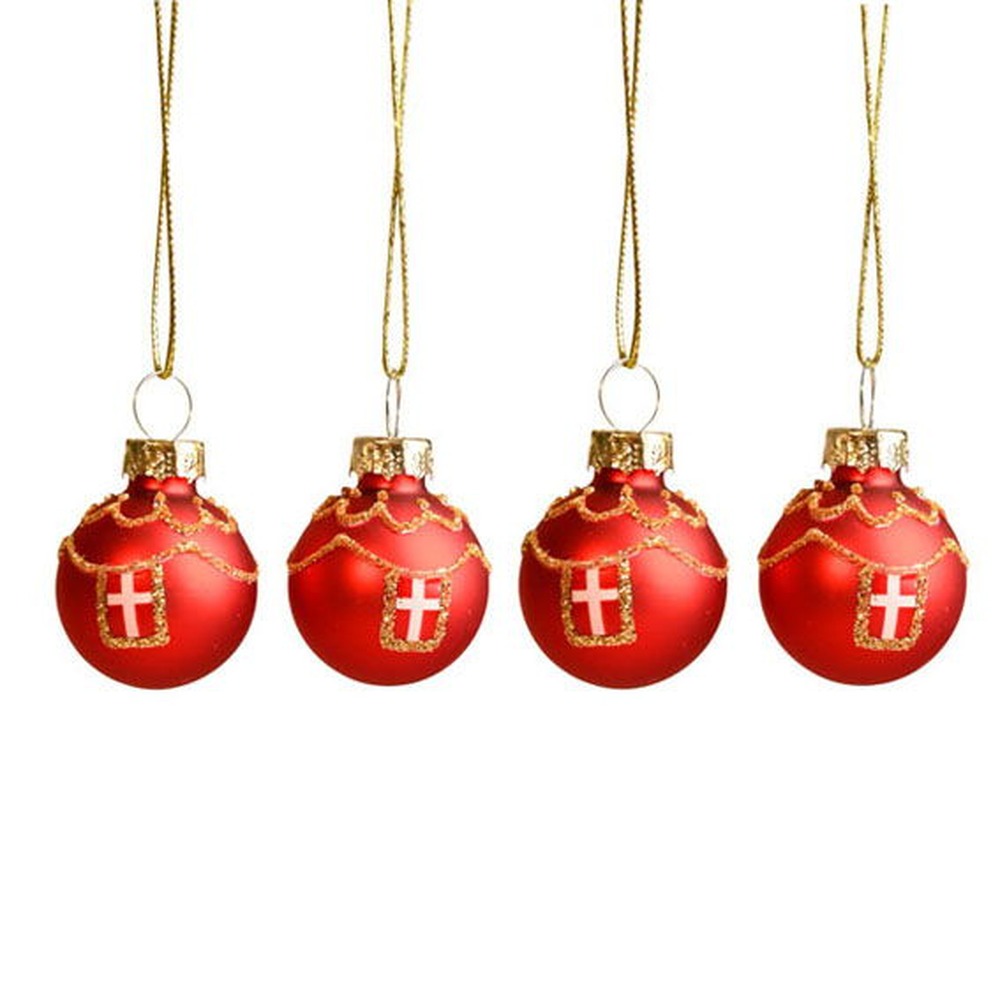 Julekugler Med Flag Rød
