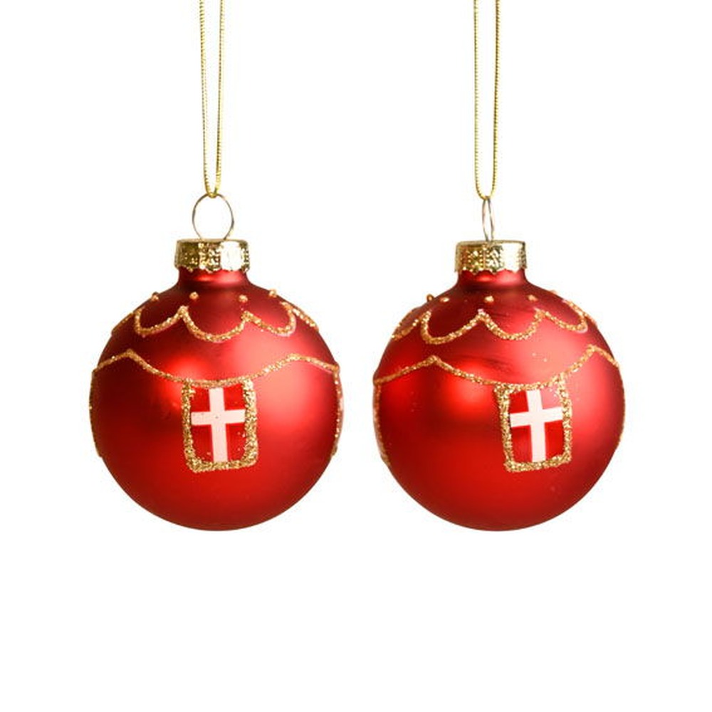 Julekugler Med Dannebrog Rød