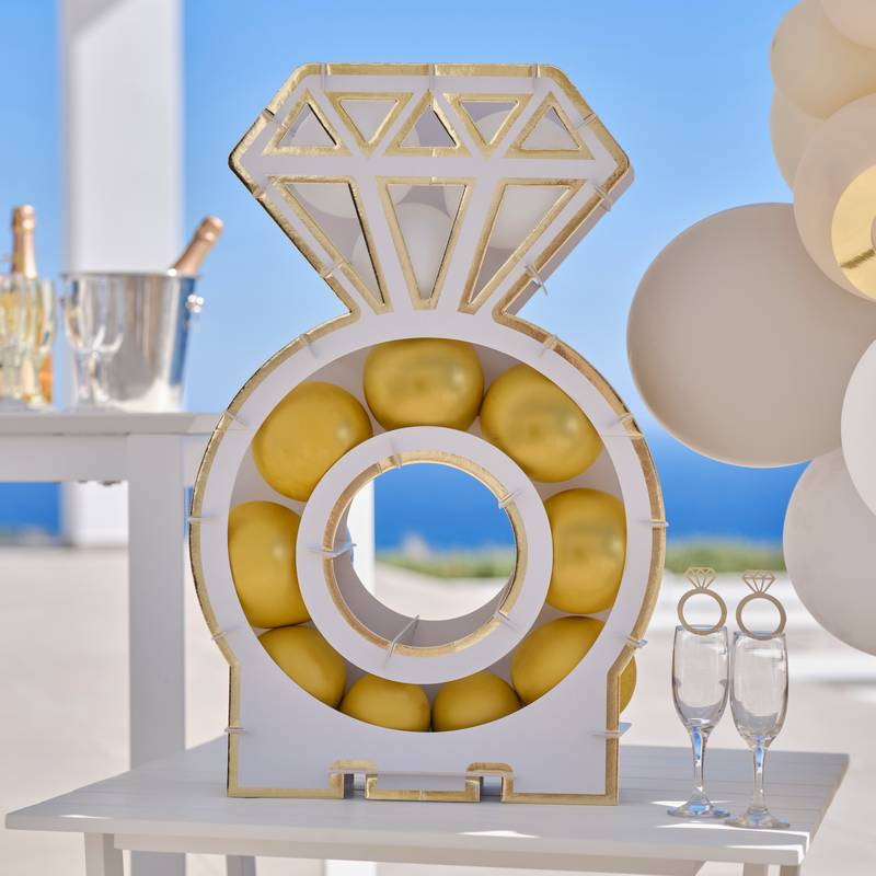 Diamantring Ballonboks - 1 stk (76 x 49 cm) | Bachelorette Ballonkasse - Temashop