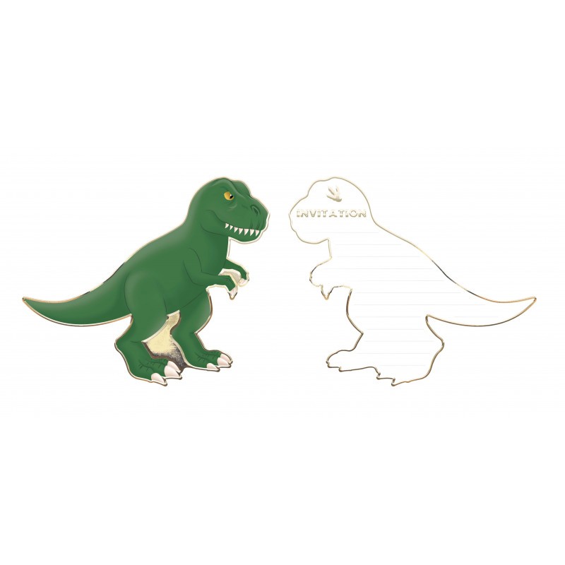 Dino Invitationer - 8 stk | Dinosaurus Invitationer - Temashop