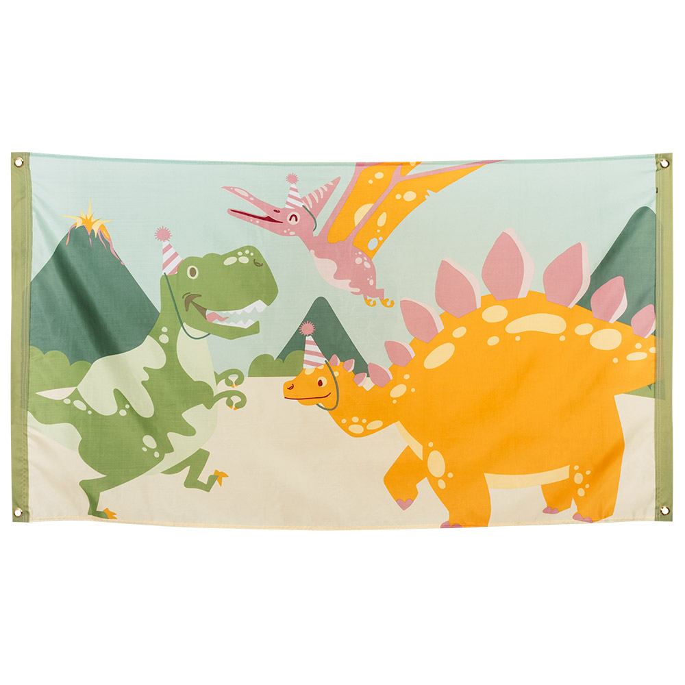 Dino Party Banner - 1 stk (90 x 150 cm) | Dinosaurus Bannere - Temashop