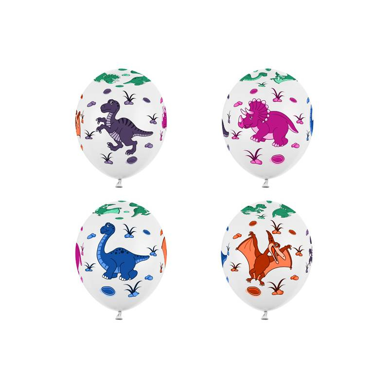 Dinosaur Balloner Pastel Hvid