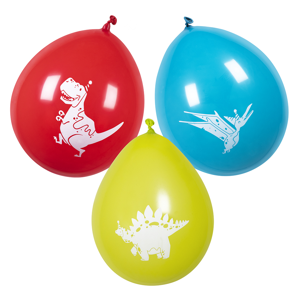 Dinosaur Party Balloner - 6 stk (25 cm) | Dinosaurus Latexballoner - Temashop