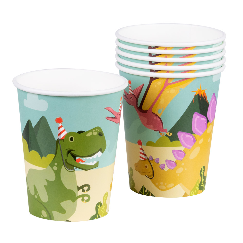 Dinosaur Party Kopper - 10 stk (250 ml) | Dinosaurus Krus - Temashop