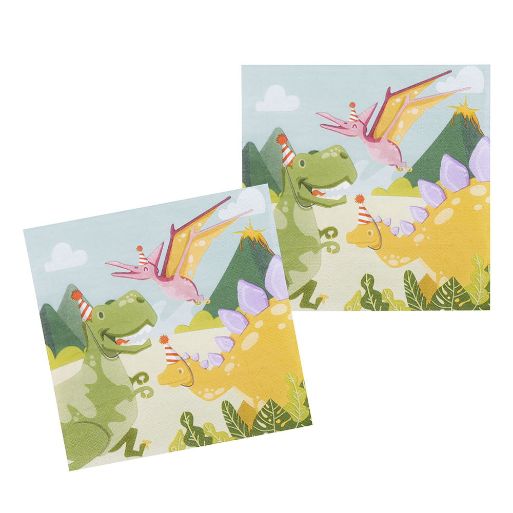 Dinosaur Party Servietter - 20 stk (33 x 33 cm) | Dinosaurus Servietter - Temashop