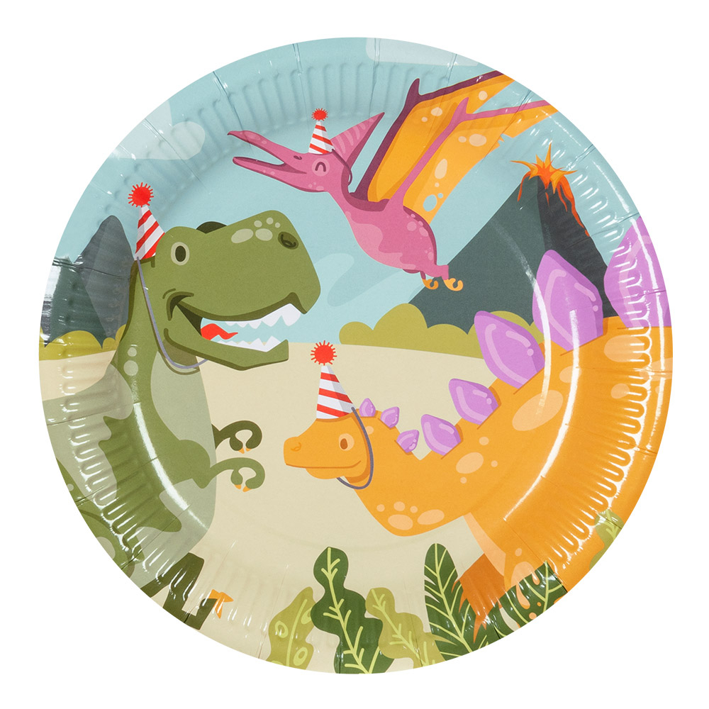 Dinosaur Party Tallerkener - 10 stk (23 cm) | Dinosaurus Tallerkner - Temashop
