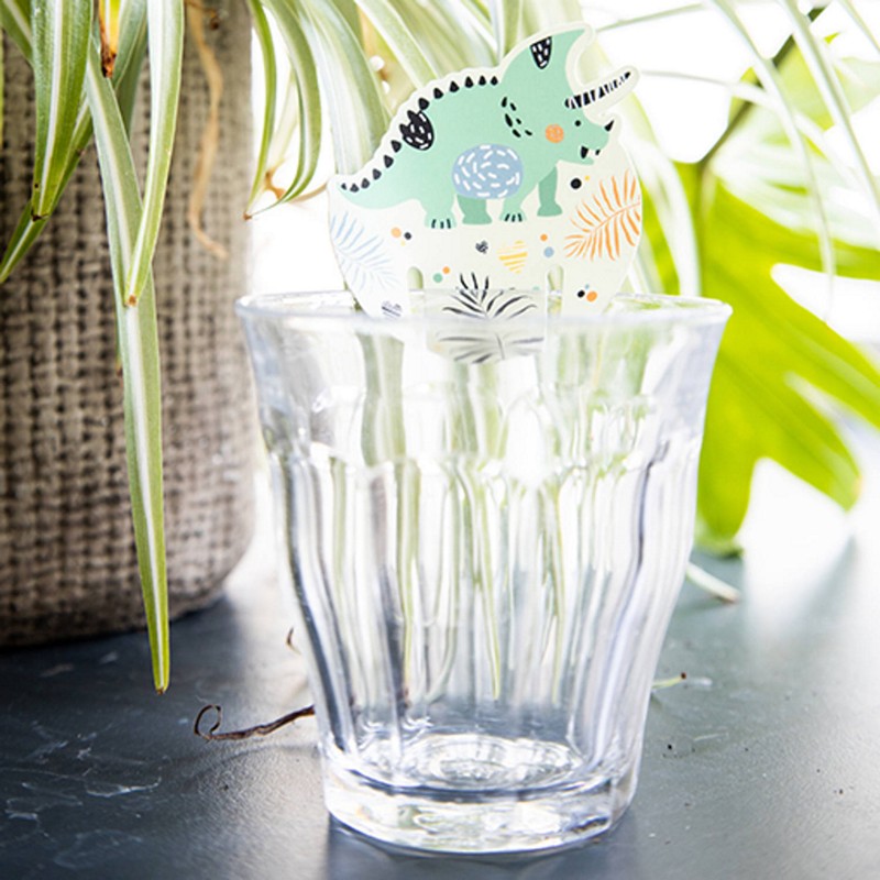 Dinosaur Roars Glasmarkører - 6 stk | Dinosaurus Drinkstilbehør - Temashop