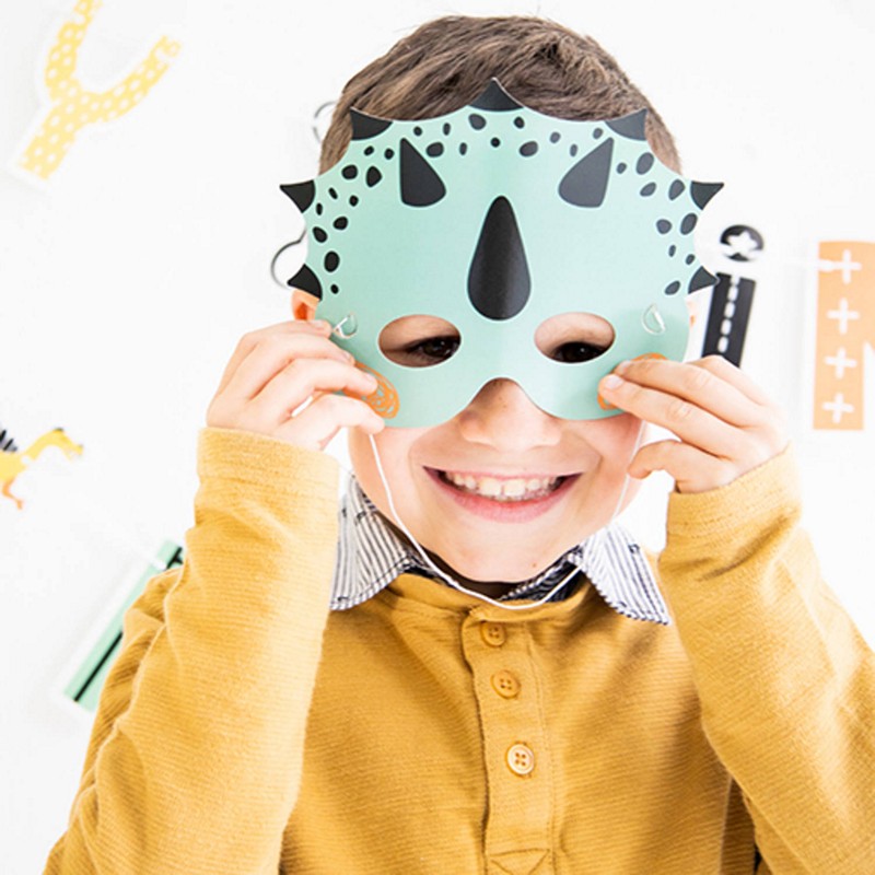 Dinosaur Roars Masker - 6 stk | Dinosaurus Partymasker - Temashop