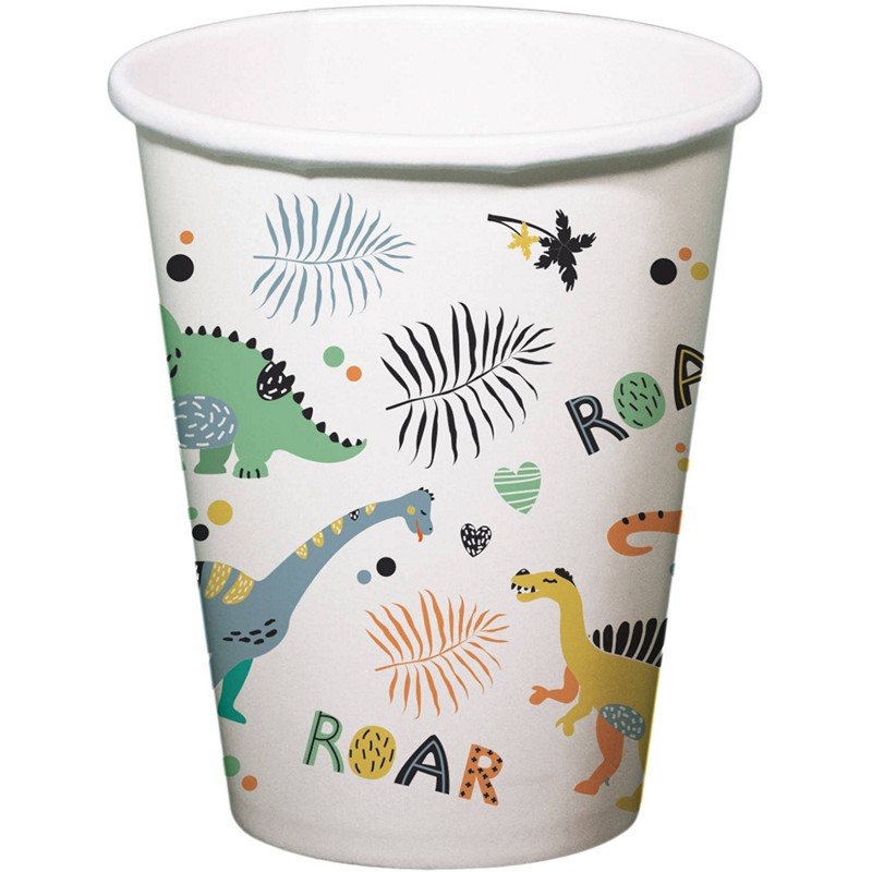 Dinosaur Roars Papkrus - 6 stk (250 ml) | Dinosaurus Krus - Temashop