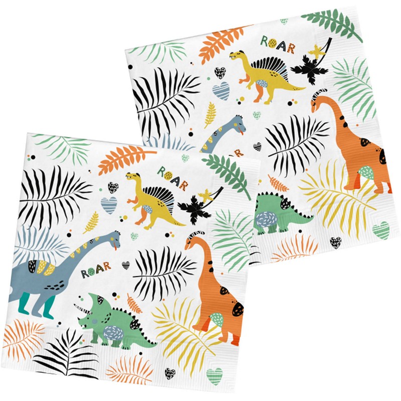Dinosaur Roars Servietter - 20 stk (33 x 33 cm) | Dinosaurus Servietter - Temashop