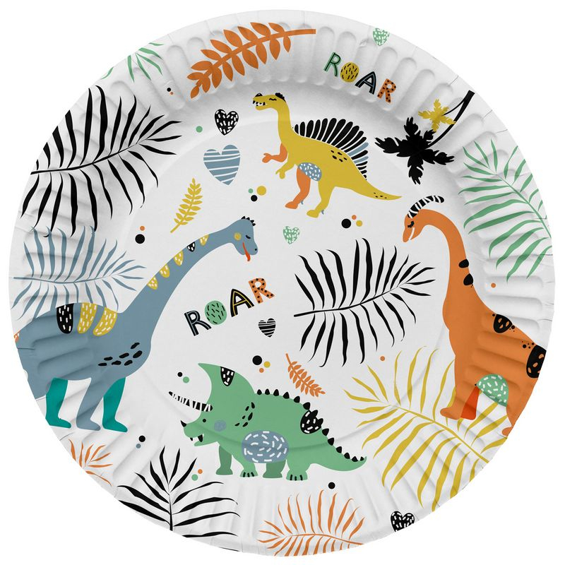 Dinosaur Roars Tallerkener - 8 stk (23 cm) | Dinosaurus Tallerkner - Temashop