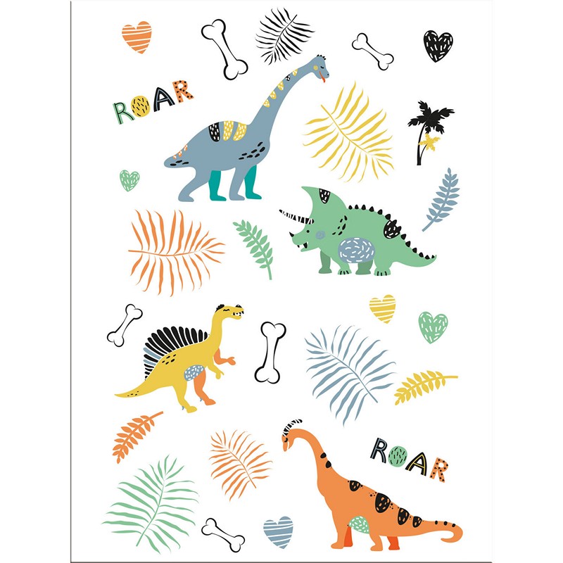 Dinosaur Roars Tatoveringer - 1 ark | Dinosaurus Falske tatoveringer - Temashop