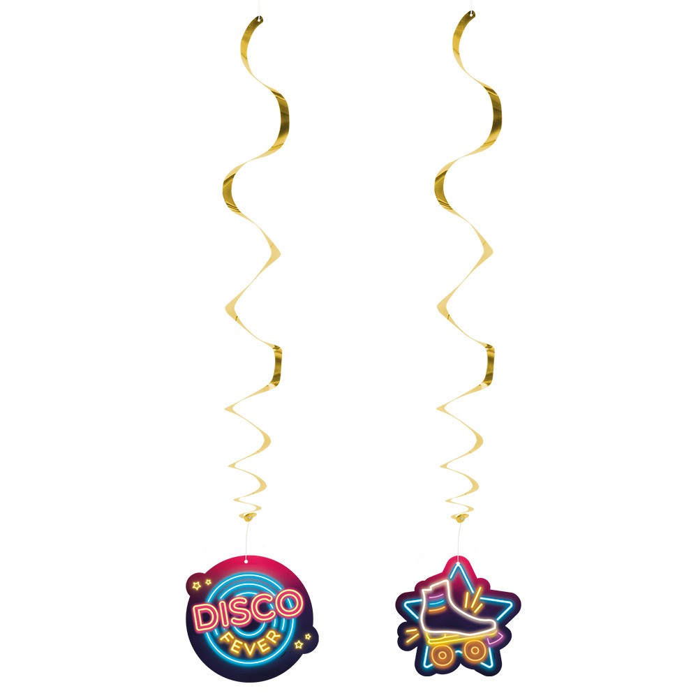 Disco Fever Swirls - 2 stk (85 cm) | 70'erne Disco Spiraler/string - Temashop