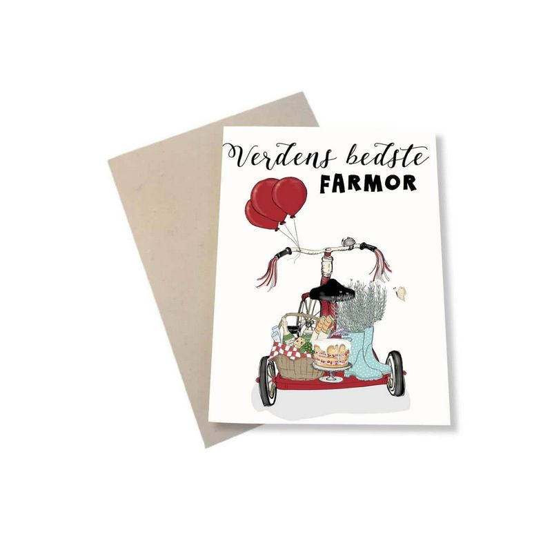 Verdens Bedste Farmor Kort - 2 dele (11,5 x 16 cm) - Temashop