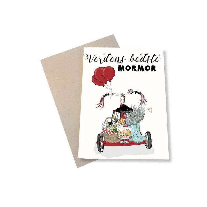 Verdens Bedste Mormor Kort - 2 dele (11,5 x 16 cm) - Temashop