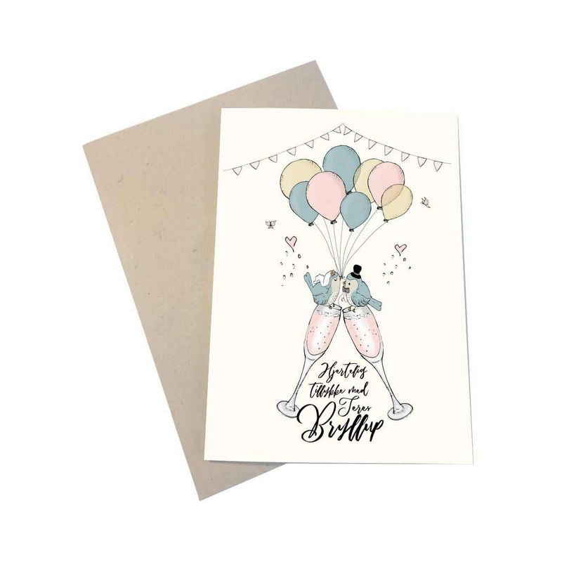 Tillykke Med Jeres Bryllup Kort - 2 dele (11,5 x 16 cm) | Bryllup Kort / Invitationer / Gode råd - Temashop