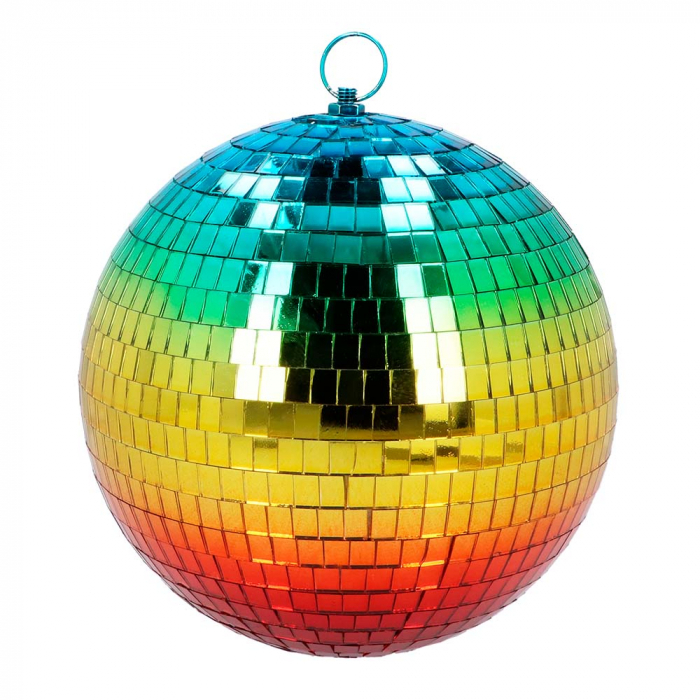 Diskokugle Regnbue - 1 stk (20 cm) | 70'erne Disco Spiraler/string - Temashop