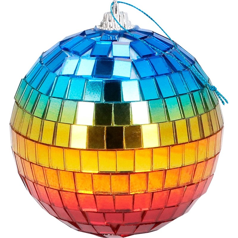 Diskokugler Regnbue - 6 stk (8 cm) | 70'erne Disco Spiraler/string - Temashop