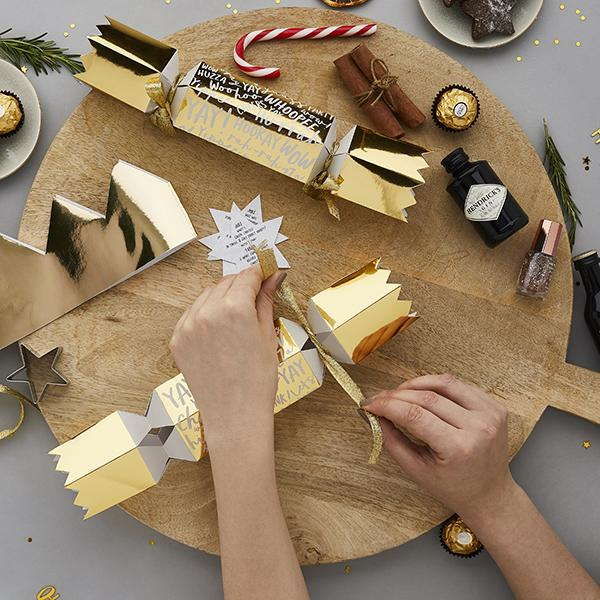 DIY Guld Jule Knallerter - 6 stk | Julepynt Knallerter - Temashop