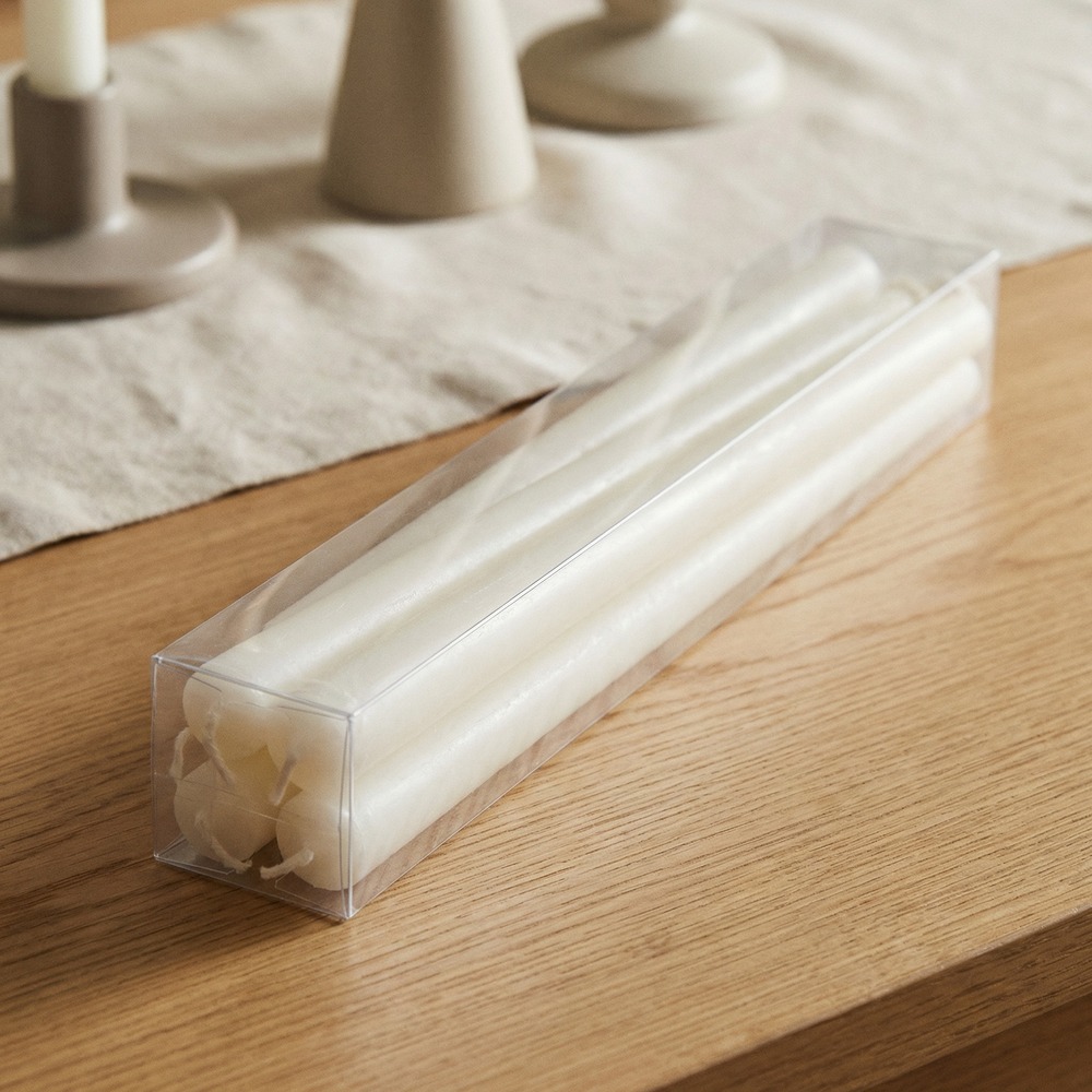 Slanke Kertelys Hvid - 10 stk (30 x 1,3 cm) - Temashop