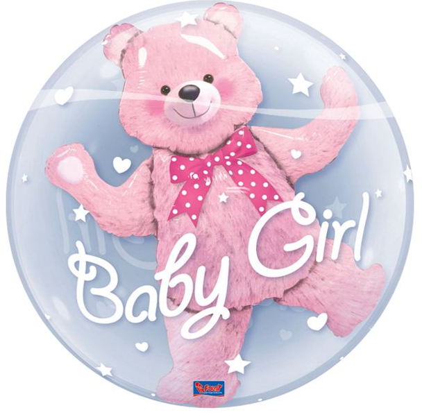Dobbelt Bubble Ballon Baby Girl Bamse