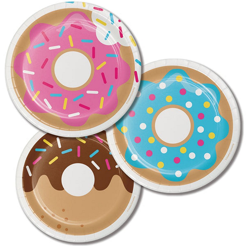 Donut Frokost Paptallerkener - 8 stk (18 cm) | Donut Tallerkner - Temashop