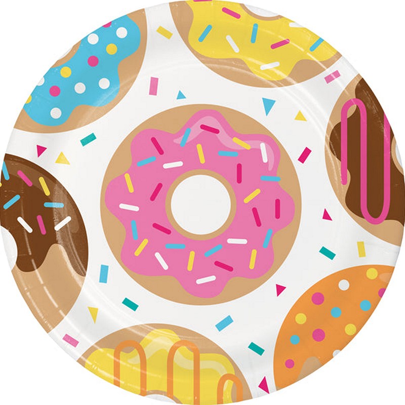 Donut Middags Paptallerkener - 8 stk (23 cm) | Donut Tallerkner - Temashop