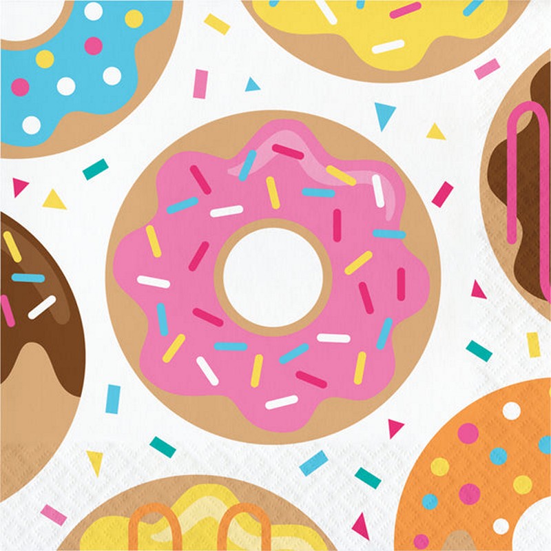 Donut Servietter - 16 stk (33 x 33 cm) | Donut Servietter - Temashop
