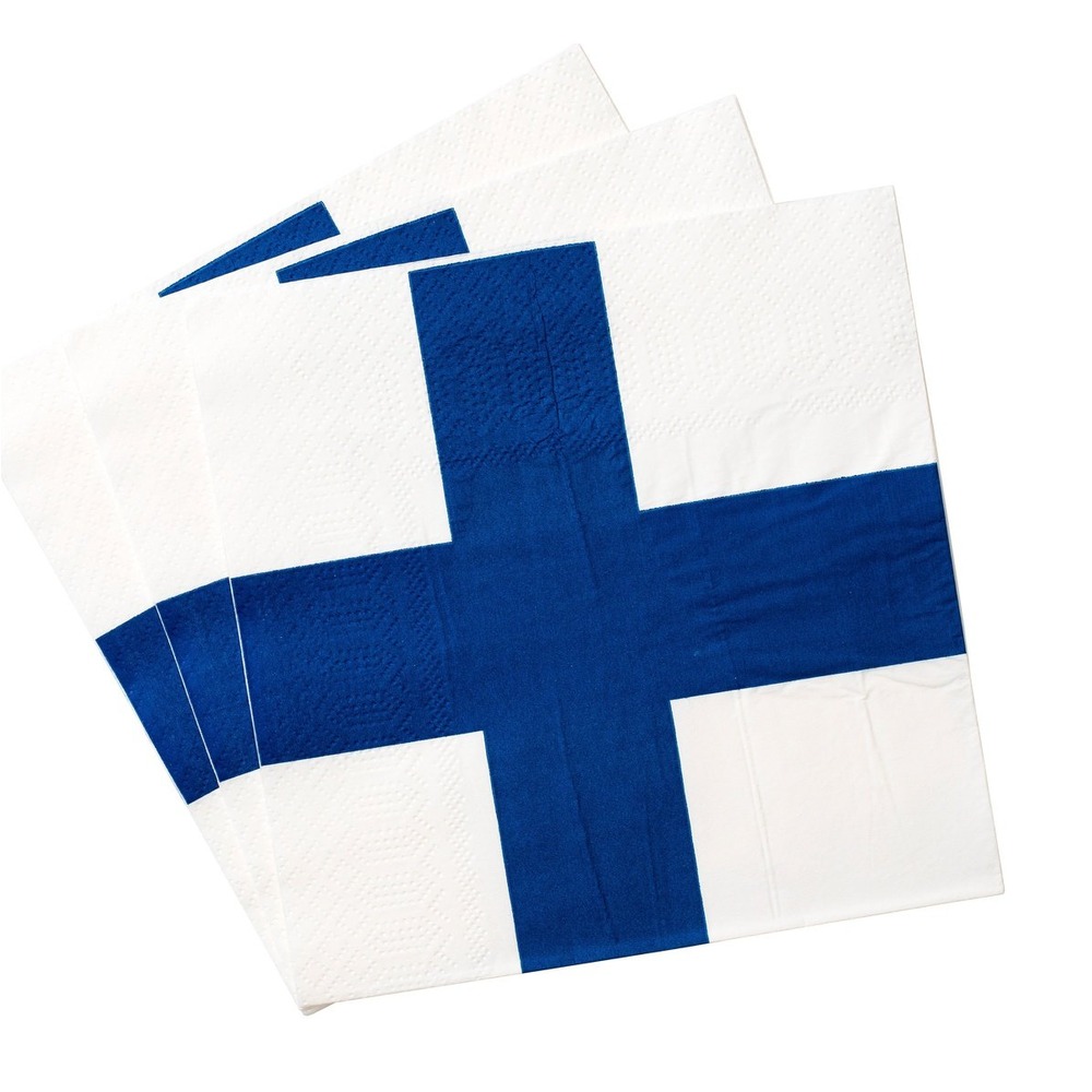 Finlands Flag Servietter - 20 stk (33 x 33 cm) | Finland Servietter - Temashop
