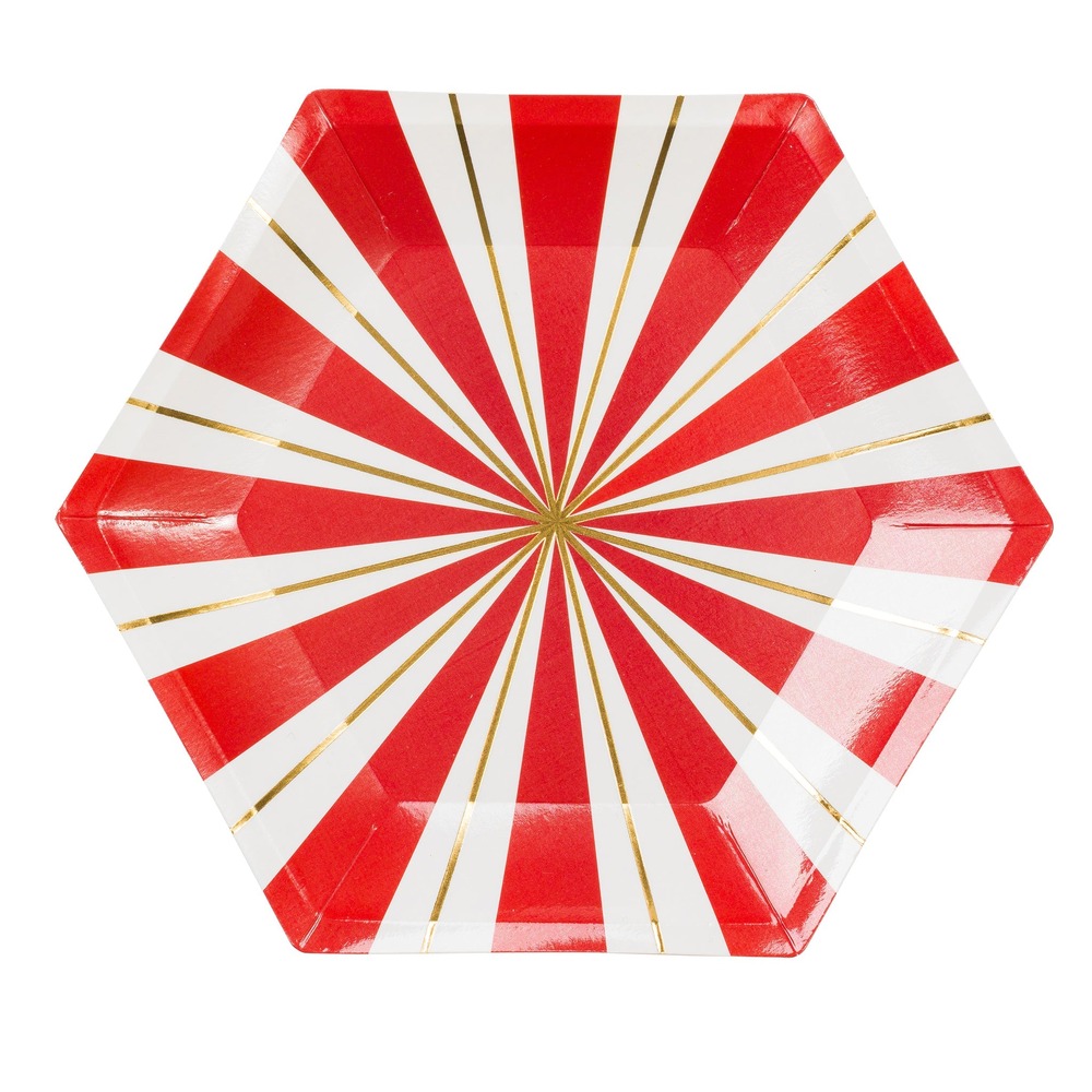 Jule Paptallerkener Rød/Guld - 8 stk (13,5 cm) | Jul Tallerkner - Temashop