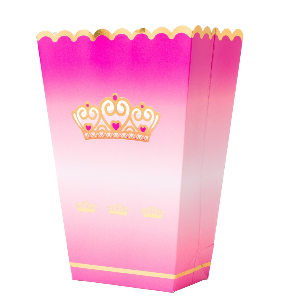 Prinsesse Popcornbægre Pink - 8 stk (13 x 19 cm) | Prinsesse Bægre - Temashop