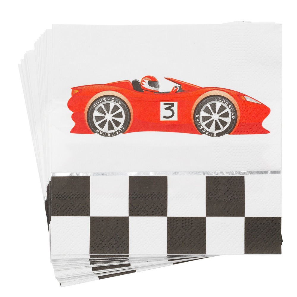 Racerbil Servietter - 16 stk (33 x 33 cm) | Racerløb tema Servietter - Temashop