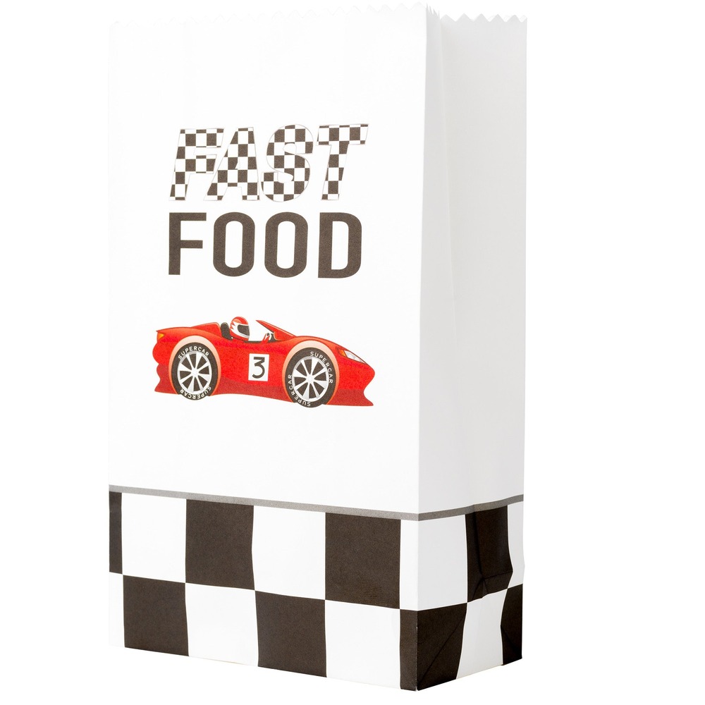 Racerbil Gaveposer - 8 stk (12 x 20 cm) | Racerløb tema Poser / Goodiebags - Temashop