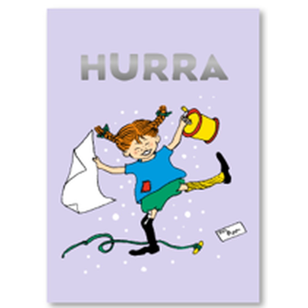 Pippi Langstrømpe Hurra Kort (11,5 x 17 cm) | Pippi Kort / Invitationer / Gode råd - Temashop