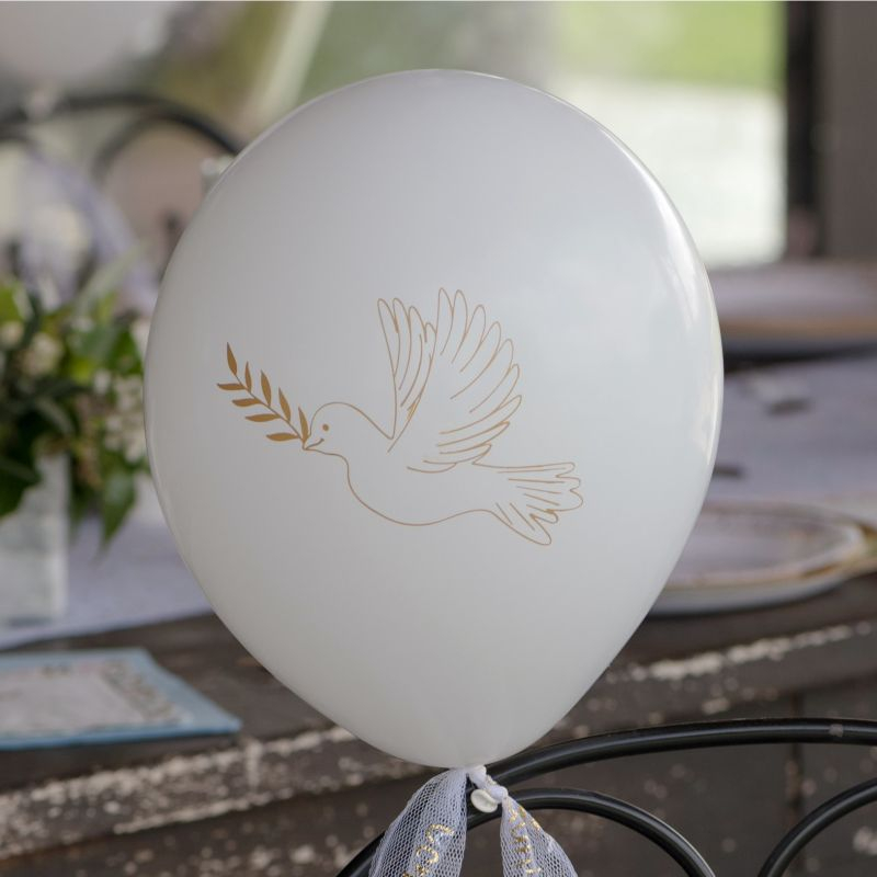 Due Balloner - 8 stk (Ø 25 cm) | Konfirmation Latexballoner - Temashop
