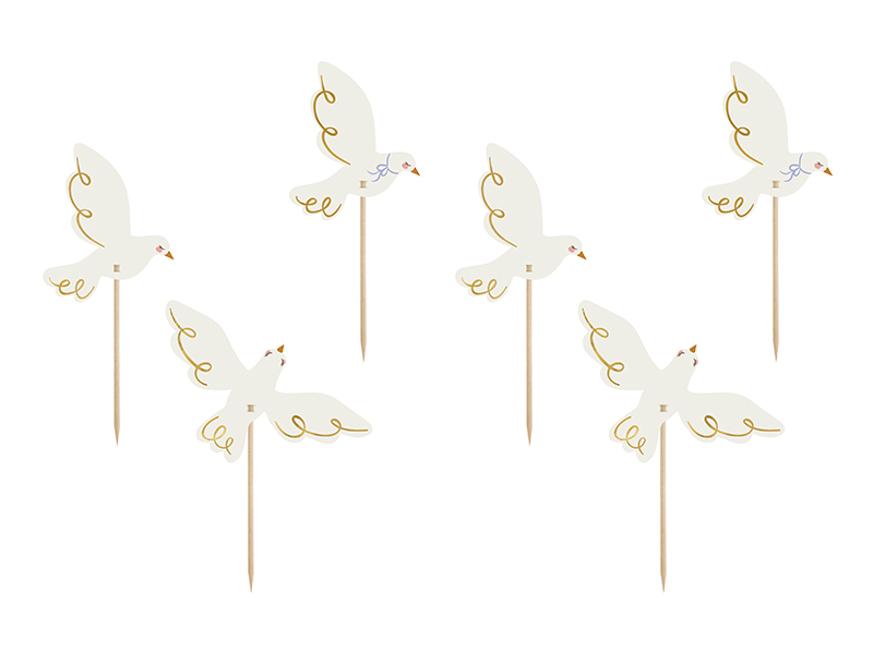 Due Kagetoppere - 6 stk (14,5 cm) | Fugl Kagefigur / kagetopper - Temashop