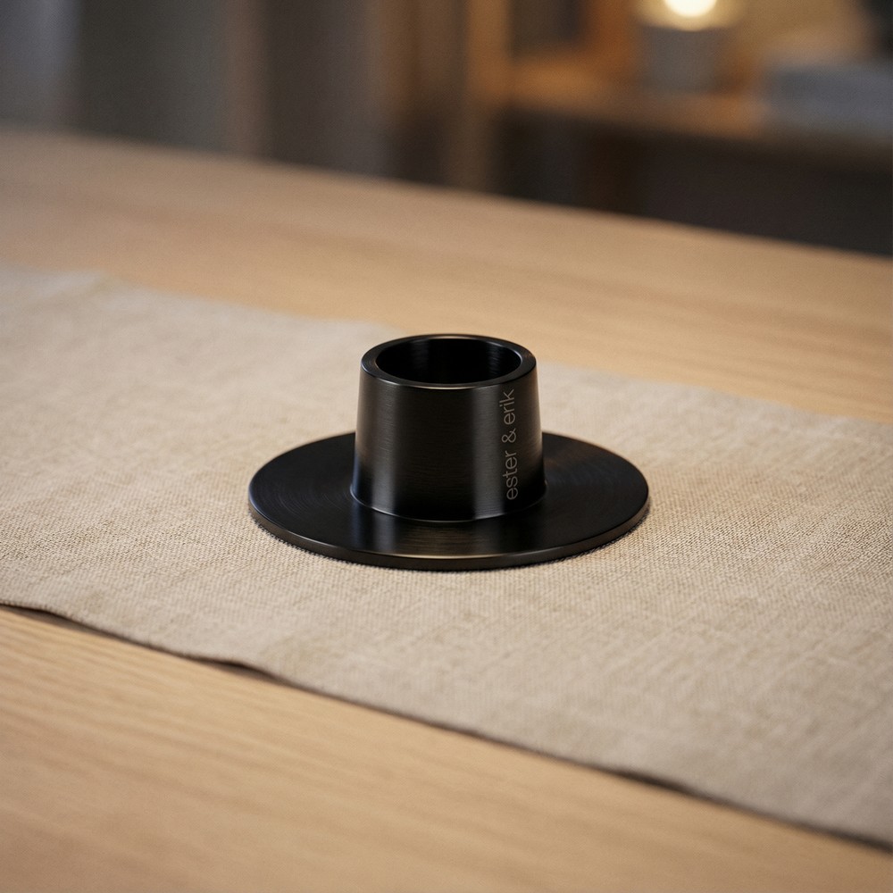 Ester Og Erik Lysestager Mat Sort Medium - 1 stk (6 cm) - Temashop