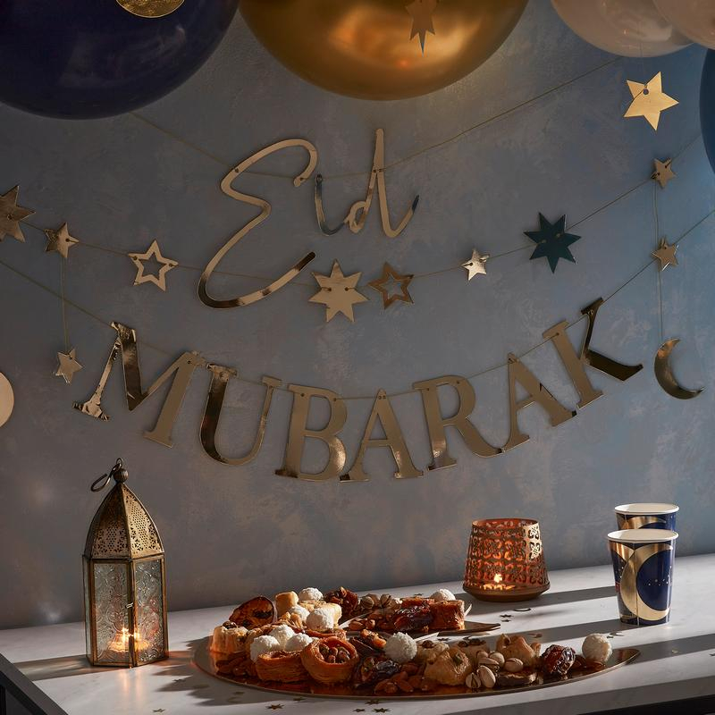 Eid Mubarak Guirlande Guld