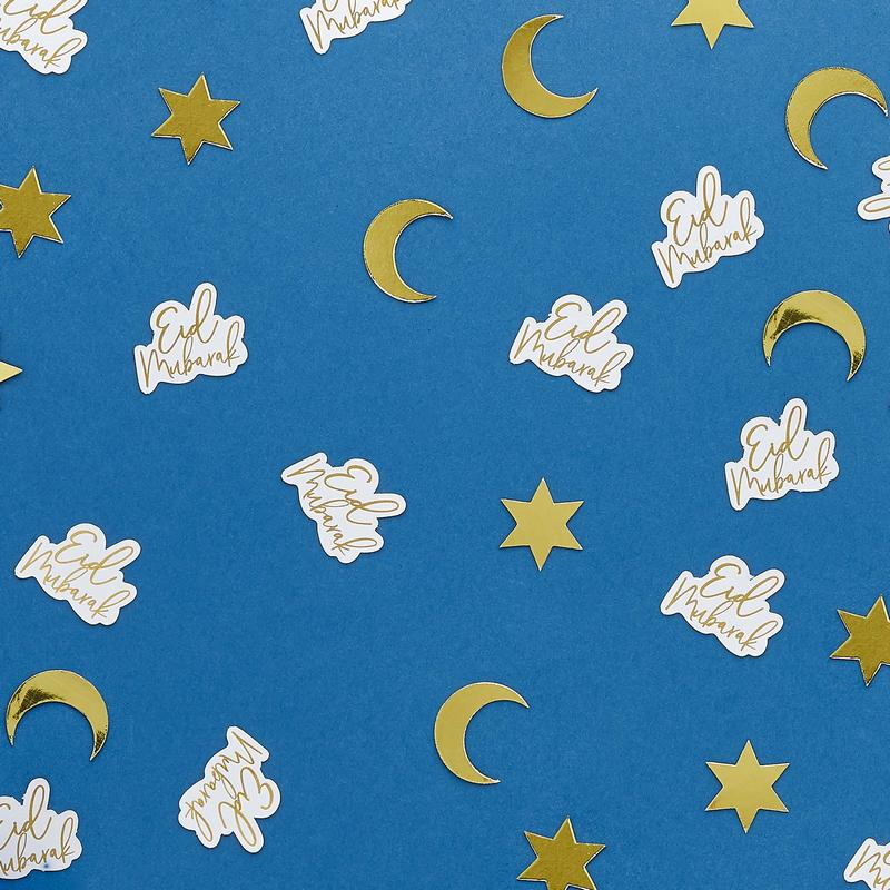 Eid Mubarak Konfetti Hvid/Guld - 1 stk (10 g) | Eid Konfetti - Temashop